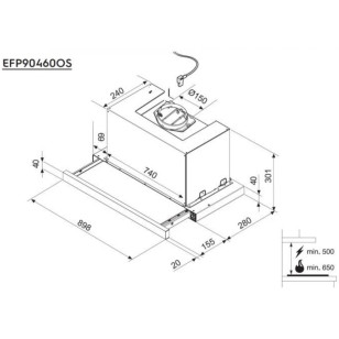 Electrolux 伊萊克斯 EFP90460OS 90厘米 603m³/h 拖拉式抽油煙機